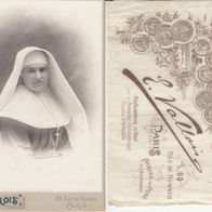 344) Kabinettfoto 16,5cm x 10,5cm E. Vallois Paris Atelier de Rose Nonne Religieuse