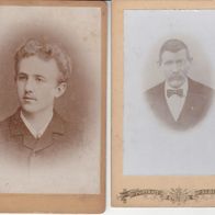 356) 2 Kabinettfotos 16,5cm x 10,5cm Junger Mann und alter Mann Portrait Album