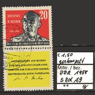 DDR 1959 1. Todestag von Johannes R. Becher S Zd A9 gestempelt