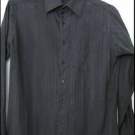 gut erhaltenes modernes schwarzes Herrenhemd mit gewebten Streifen Gr. 39 oder S
