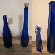 4 blaue Flaschen Vase Blumenvase Ziervase Dekovase 19 bis 36 cm Sammlerstücke