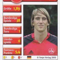 1. FC Nürnberg Quartett Sammelkarte 2005 Benjamin Lense B2