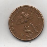 Münze Malaysia 1 Dollar 1991