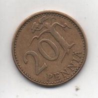 Münze Finnland 20 Penniä 1971