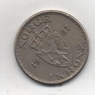 Münze Norwegen 1 Krone 1957.