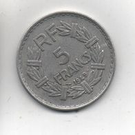 Münze Frankreich 5 France 1949 Alu.