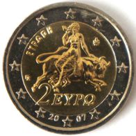 2 Euro Griechenland 2007 Kursmünze mit Europa auf dem Stier unc.