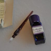 Kalligraphie Set MK 107 violett mit Mini Glasfeder und Tinte