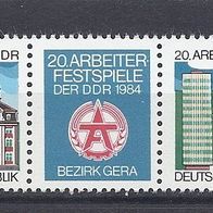 DDR 1984, MiNr: 2880 - 2881 Dreierstreifen Randstück rechts sauber postfrisch