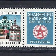 DDR 1984, MiNr: 2880 - 2881 Dreierstreifen Randstück links sauber postfrisch