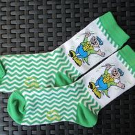 NEU Kinder Söckchen Socken Gr. 23/26 grün weiß Motiv Figur Muster Jungen Mädchen