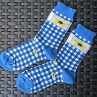 NEU Kinder Söckchen Socken Gr. 23/26 blau weiß Motiv Karo Blumen Muster Mädchen