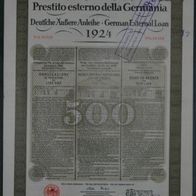 Deutsche Äußere Anleihe 7 % 1924 500 Lire mit Kupons