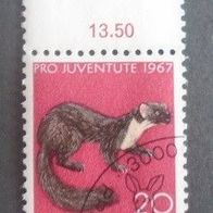 Briefmarke Schweiz: 1967 - 20 + 10 Rappen - Michel Nr. 867 + Rand