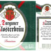 Bieretikett "Klosterbräu Premium" Darguner Kloster Brauerei GmbH Dargun Meck-Pomm