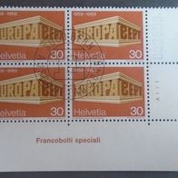 Briefmarke Schweiz: 1969 - 30 Rappen - Michel Nr. 900, 4er Block + Eckrand