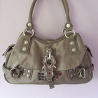 G-12 Handtasche, Damentasche, Umhängetasche, Schultertasche, Farbe Grau-beige