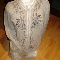 Day Birger& Mikkelsen Cardigan hellgrau Stickerei dezent Gr L Angora