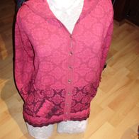 Sorgenfri Cardigan Strickjacke rosa bordeaux Kapuze XL