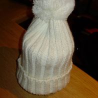 Mütze weiß Bommel warm wie neu