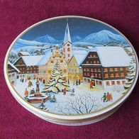 NEU Nostalgie Blech Dose Keks naive Malerei Weihnacht Winterlandschaft Plätzch 4