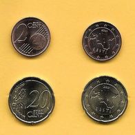2021 Estland Estonia Eesti Kursmünzen 2 Cent & 20 Cent UNC prägefrisch