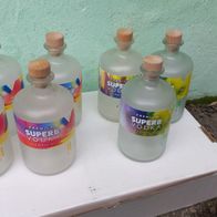 7x Superb Vodka lemon + lime leere Flaschen aus satiniertem Glas zur Deko ohne LED
