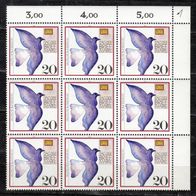 Bund Michel 1388 als 9er Block - Eckrand - postfrisch - 1009