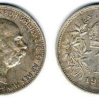 Österreich Silber 1 Krone 1913 Kaiser FRANZ JOSEPH I. (1848-1916) Schwartz