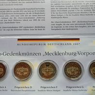 Deutschland BRD 2007 5X2 Euro-Gedenkmünzenset, Bundesländer Mecklenb.-Vorpommern * *