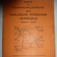 Schwarzwald Wanderkarte Blatt 1, Karlsruhe - Pforzheim, Karte des Schwarzwaldvereins
