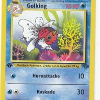 Pokemon Karte 46/64 deutsch Non Holo 1. Edition Golking Hornattacke Kaskade