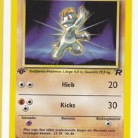 Pokemon Karte 59/82 deutsch Non Holo 1. Edition Machollo Hieb Kicks