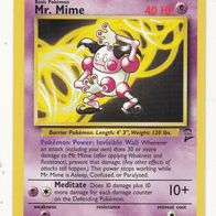 Pokemon Karte 27/130 englisch Non Holo Mr. Mime Meditate Invisible Wall 1999-2000