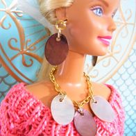 Handmade Barbie Schmuck, Set goldfarben mit Perlmutt Plättchen
