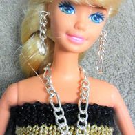 Handmade Barbie Schmuck, Set aus silberfarbenem Metall