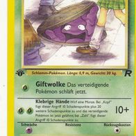 Pokemon Karte 57/82 deutsch Non Holo Sleima Giftwolke Klebrige Hände 1999-2000