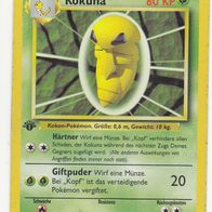 Pokemon Karte 33/102 deutsch Non Holo Edition 1 Kokuna Härtner Giftpuder 1999