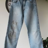 Kinder Jeans Gr. 146 used look regular mit Druck Motiv bedruckt stone washed