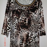 elegantes Damen-Shirt, animalprint, Viskose, braun/ gold/ schwarz, Gr. 42, Neu