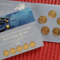 Deutschland BRD 2009 2-Euro-Gedenkmünzen 10 Jahre WWU 24 Karat vergoldet