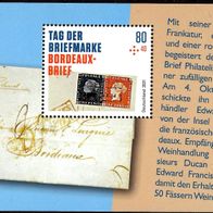 Bund BRD Block 88 " Tag der Briefmarke - Bordeaux-Brief " - postfrisch xx