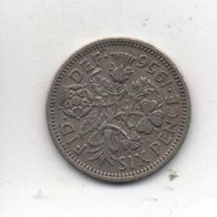 Münze England Six Pence 1956