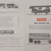 Wiking Bild-Preisliste "Messe Information" 1981 / / RAR