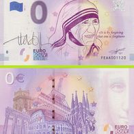 0 Euro Schein Mother Teresa of Calcutta FEAA 2019-2 original signiert selten Nr 1121