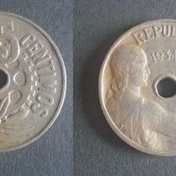 Münze Spanien Alt: 25 Centimos 1934