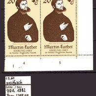 DDR 1982 500. Geburtstag von Martin Luther MiNr. 2755 Paar postfrisch Eckrand