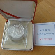 China 10 Yuan 1997 Panda 1oz Silber / Zertifikat, Schatulle OVP
