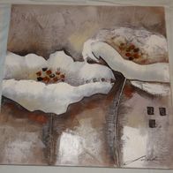 DL Bild künstlerische Malerei Acryl Blüte Holzrahmen gespannt 60x60 3-d Optik