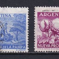 Argentinien, 1956, Mi. 642, 643, Neue Provinzen, Pampa, Chaco, 2 Briefm., gest.